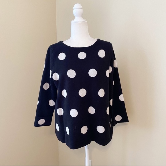 Cynthia Rowley Polka Dot 3/4 Sleeve Black and White Sweater - Large - Picture 1 of 10
